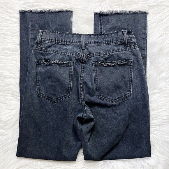 Missguided Raw Edge Straight Leg Jeans Black Size 4 - Picture 3 of 8